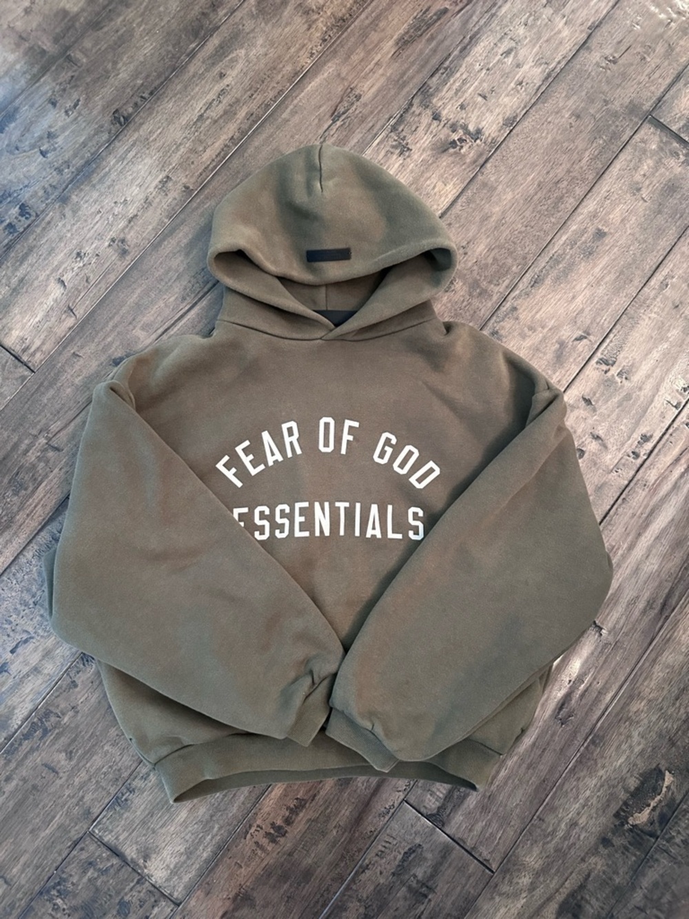 Kids Fear of God Essentials Olive Green hoodie Sweatshirt- size 10 for kids